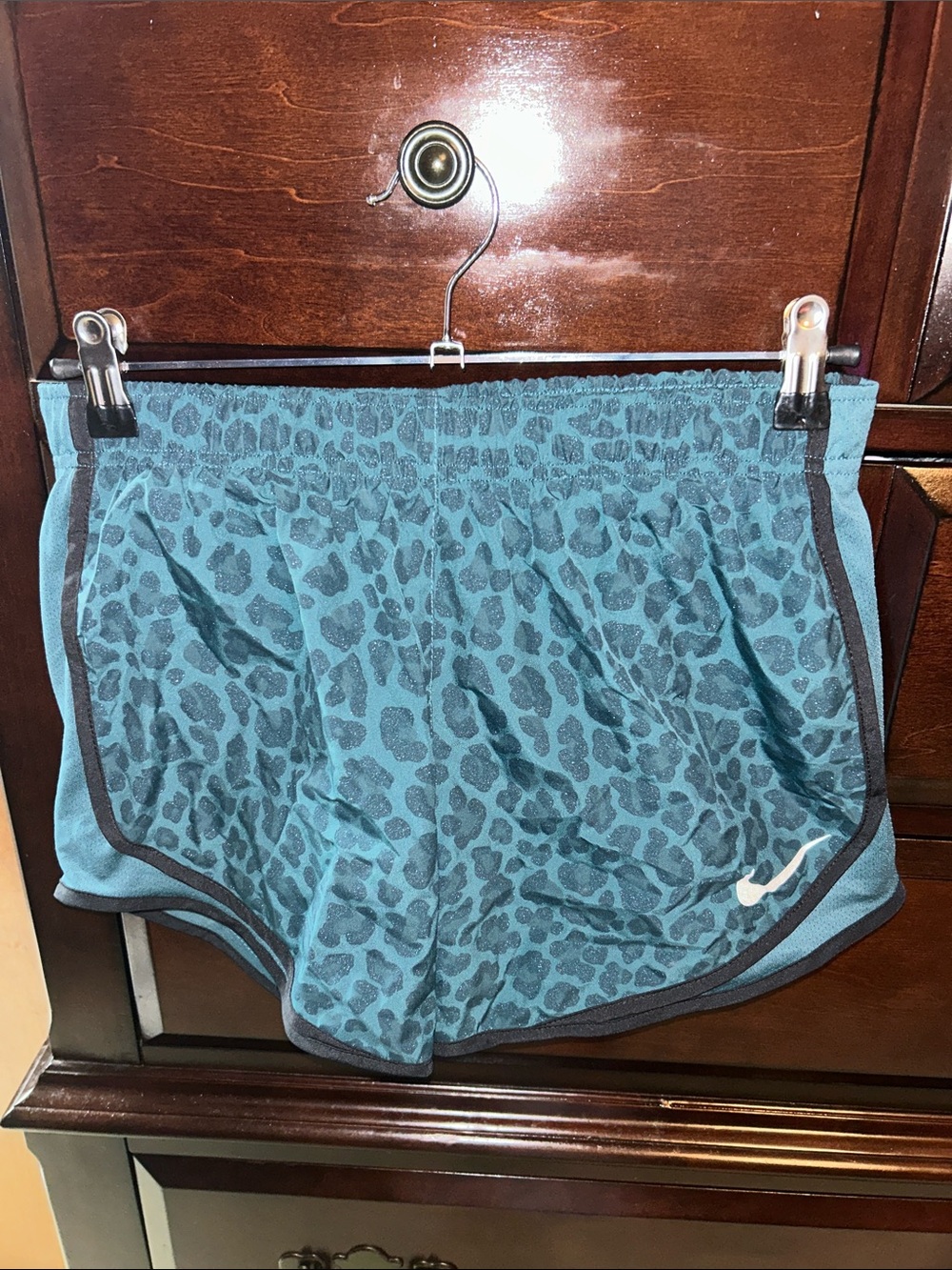 Nike Women’s Teal Leopard Print Athletic Shorts